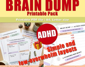 ADHD Brain Dump Printable PDF | Mental Clarity Planner | Overwhelmed ...