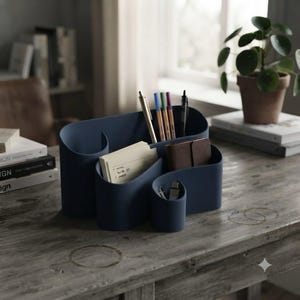 Modern 3D curled desk organizer - stylish pen holder and caddy for office or home