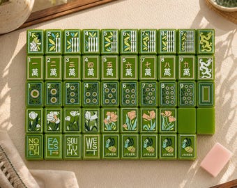 American Mahjong Set 160 Tiles, Green Acrylic Mahjong Tiles, Modern Retro Mahjong Gift for Game Night