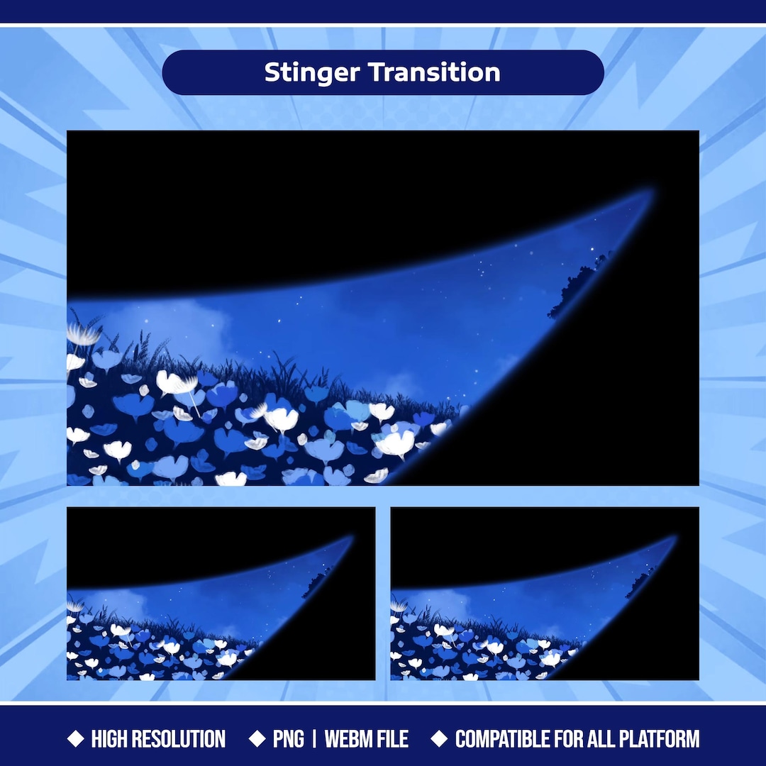 Moon Bloom Stream Transition – Animated Stinger/blue Night Sky/flower ...