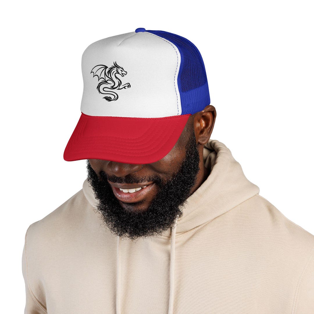 Tribal Dragon Trucker Cap | Dragon Tattoo Mesh Trucker Cap - Etsy