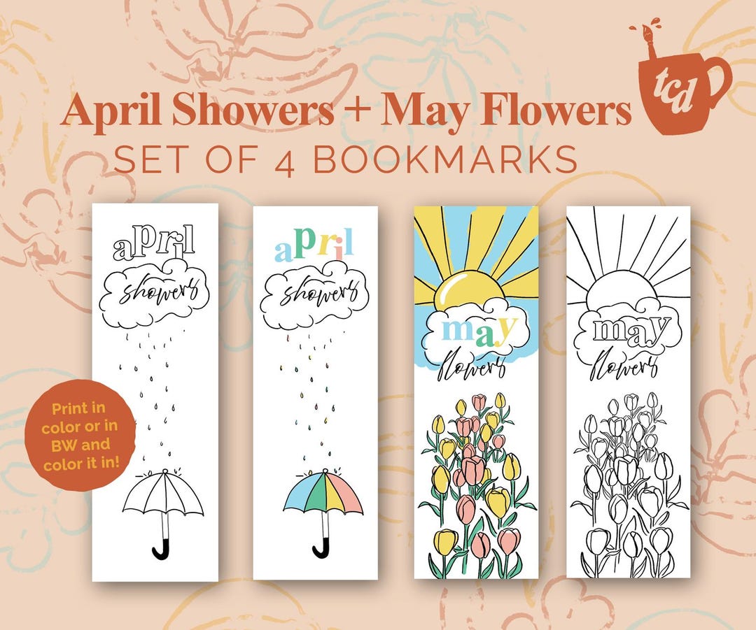 April Showers May Flowers Bookmark Set | 4 Printable 2