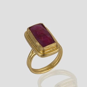 Irie Single Ruby, Emerald, Lapis, Aqua Chalcedony Gemstone Cocktail Ring