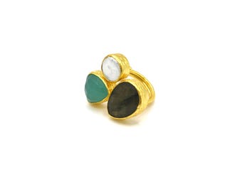 Thalia Triple Gemstone Cocktail Ring