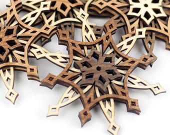 STARLIGHT | 3D Layered Wood Snowflake | 4 inch christmas ornament holiday decoration to hang on your tree