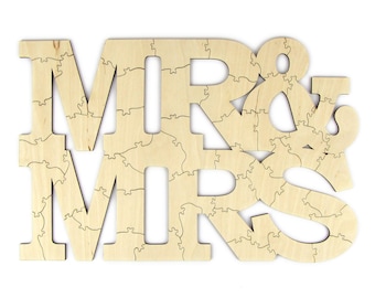 The Original "Mr & Mrs" Laser Cut Guestbook Puzzle | alternative guest book for wedding, bridal shower, anniversary