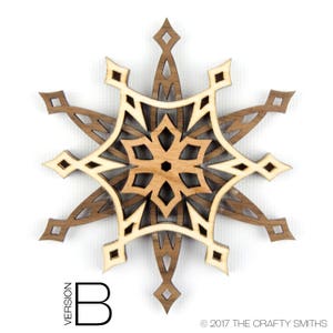 STARLIGHT 3D Layered Wood Snowflake 4 inch christmas ornament holiday decoration to hang on your tree image 5