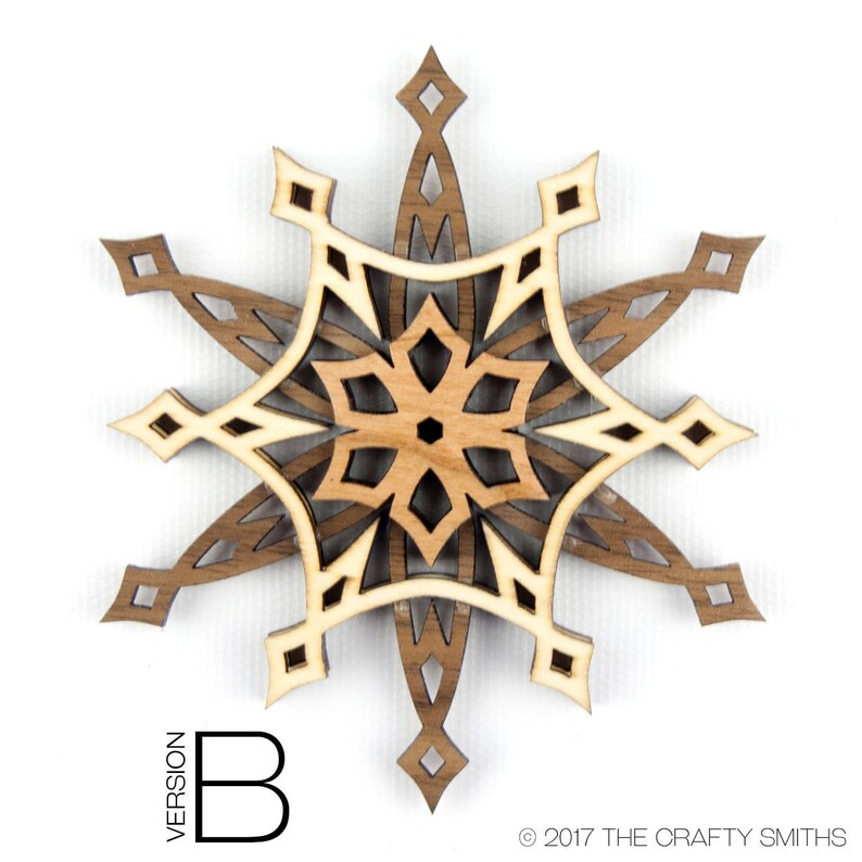STARLIGHT 3D Layered Wood Snowflake 4 inch christmas ornament holiday decoration to hang on your tree image 5