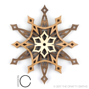 STARLIGHT 3D Layered Wood Snowflake 4 inch christmas ornament holiday decoration to hang on your tree image 7