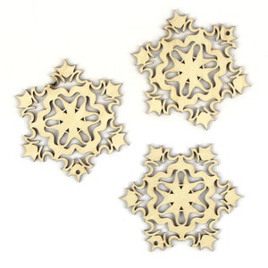 Scorching Tiger Laser Cut Wood Snowflake in Multiple Sizes and Quantity Discounts image 3