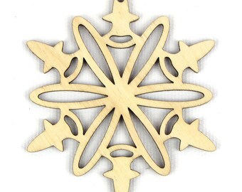 CHARGED FLAKE | Set of 5 Laser-Cut Wood Snowflakes Available in Multiple Sizes