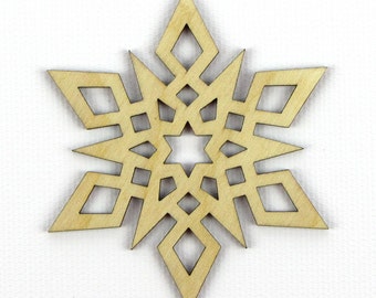 Star - Laser Cut Wood Snowflake in Multiple Sizes and Quantity Discounts