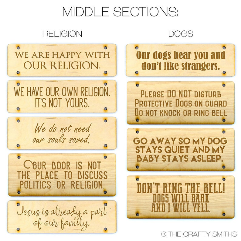 No Soliciting Signs Personalize your own funny laser-engraved wood door hanging image 3