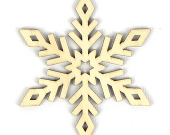 Icy Plumage - Laser Cut Wood Snowflake in Multiple Sizes and Quantity Discounts