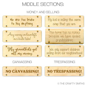 No Soliciting Signs Personalize your own funny laser-engraved wood door hanging image 4