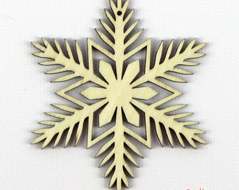 Pine Flower - Laser Cut Wood Snowflake in Multiple Sizes and Quantity Discounts