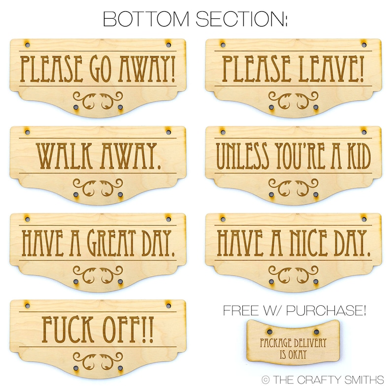 No Soliciting Signs Personalize your own funny laser-engraved wood door hanging image 10