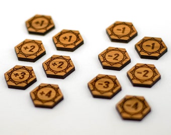 STRENGTH MODIFIER Counters | Upgraded Wood TCG Tokens Compatible with Lorcana