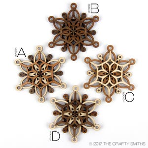 BERRIES 3D Layered Wood Snowflake 3 inch christmas ornament holiday decoration to hang on your tree image 3