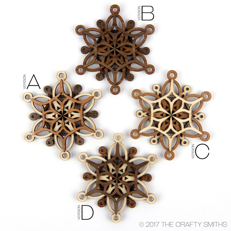 BERRIES 3D Layered Wood Snowflake 3 inch christmas ornament holiday decoration to hang on your tree image 3