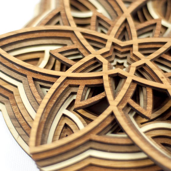 Download Unique Laser Cut Wall Artwork Layered 3d Wood Art The Pinwheel Version E Sculpture Art Collectibles Kromasol Com