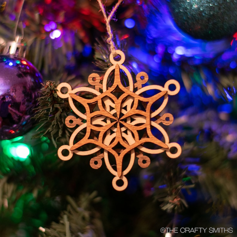 BERRIES 3D Layered Wood Snowflake 3 inch christmas ornament holiday decoration to hang on your tree image 2