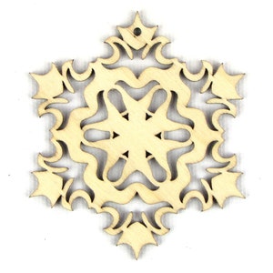 Scorching Tiger Laser Cut Wood Snowflake in Multiple Sizes and Quantity Discounts image 1