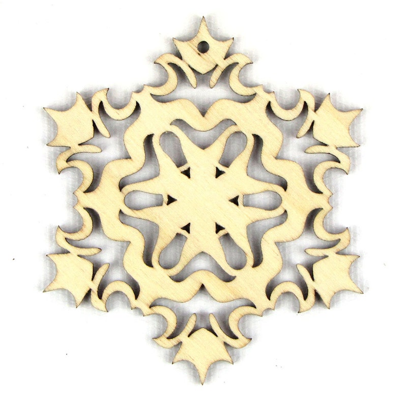 Scorching Tiger Laser Cut Wood Snowflake in Multiple Sizes and Quantity Discounts image 1