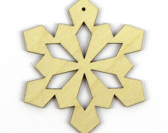 Icy Geometry - Laser Cut Wood Snowflake in Multiple Sizes and Quantity Discounts