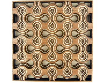 Layered 3D Wood Art - "Cell Division" - Version C - Unique Laser Cut Wall Artwork