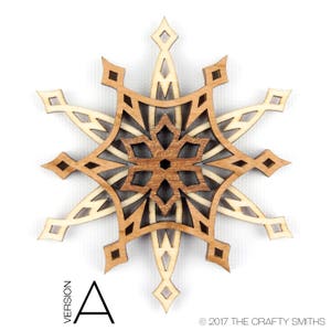 STARLIGHT 3D Layered Wood Snowflake 4 inch christmas ornament holiday decoration to hang on your tree image 3