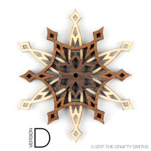 STARLIGHT 3D Layered Wood Snowflake 4 inch christmas ornament holiday decoration to hang on your tree image 9