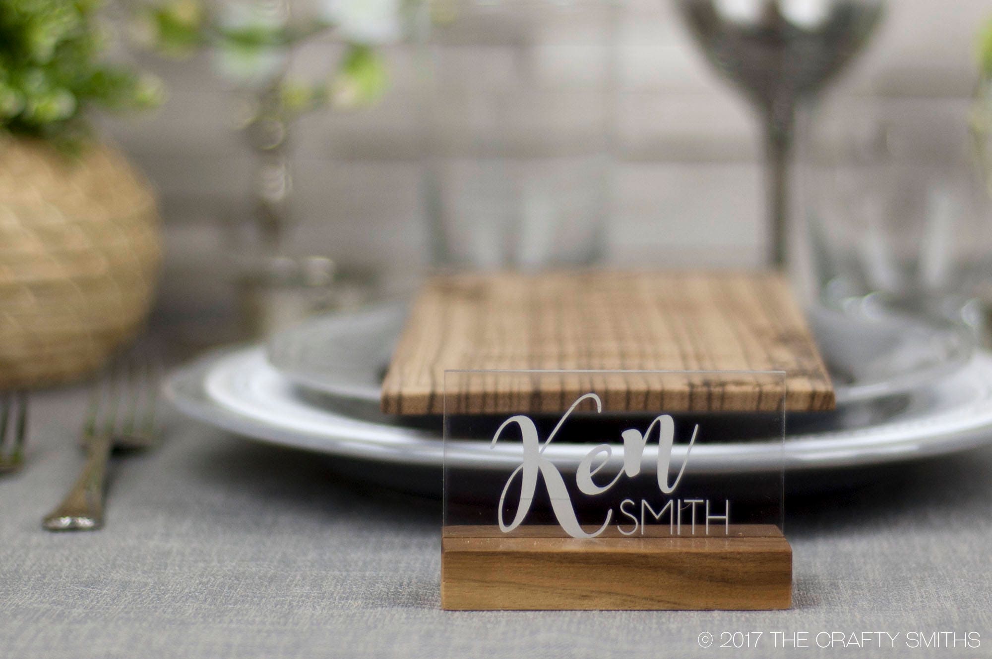 Clear Acrylic LaserCut Place Cards with Wood Base Great for Etsy