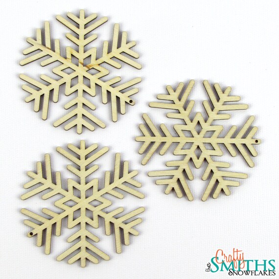 Mini Laser Cuts Wood Shape Christmas Holiday Snowflakes - 54 Pieces