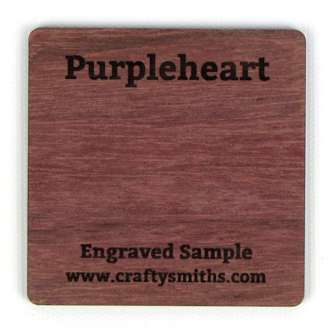 Purpleheart Solid Wood Laser Engraved Sample Chip Etsy