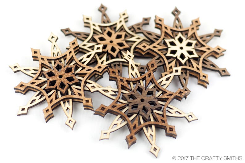 STARLIGHT 3D Layered Wood Snowflake 4 inch christmas ornament holiday decoration to hang on your tree image 1