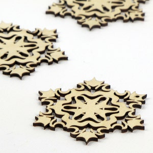 Scorching Tiger Laser Cut Wood Snowflake in Multiple Sizes and Quantity Discounts image 2