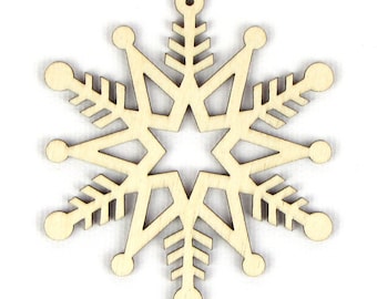 Feather Flake - Laser Cut Wood Snowflake in Multiple Sizes and Quantity Discounts