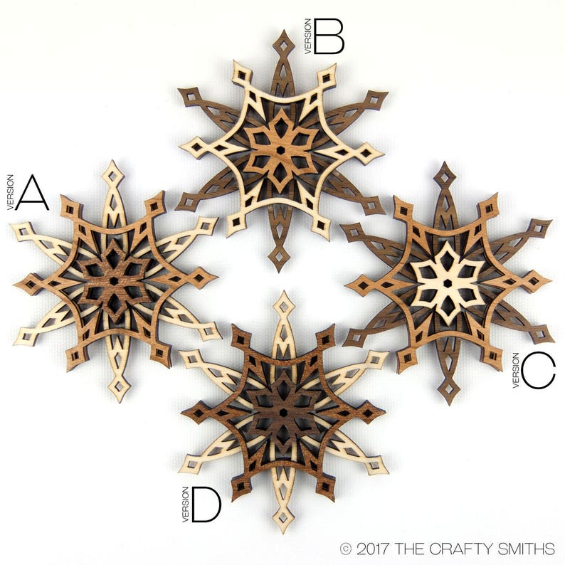 STARLIGHT 3D Layered Wood Snowflake 4 inch christmas ornament holiday decoration to hang on your tree image 2