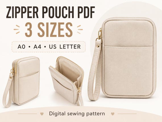 Phone Pouch Sewing Pattern PDF | Mini Crossbody Bag Pattern | Zipper Pouch Tutorial | A4 US Letter A0 Pattern