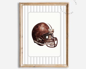 Football Helmet Wall Art Printable, Watercolor Football Helmet Print, Sports Wall Decor, Football Poster, Athlete Gift