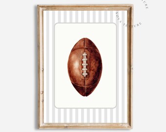 Football Wall Art Printable, Watercolor Football Print, Sports Wall Decor, Football Poster, Minimalist Sports Art