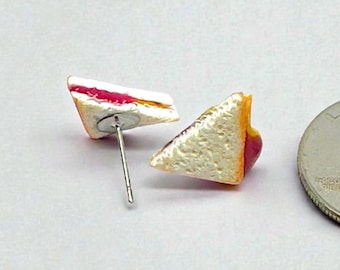 Orecchini PB & J, orecchini pendenti a forma di panino con burro d'arachidi e marmellata in miniatura, gioielli realistici a tema cibo in argilla polimerica