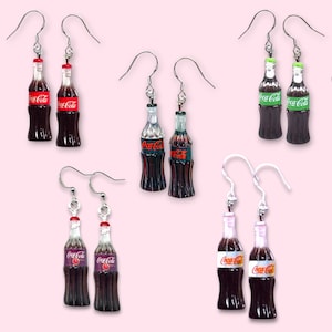 Miniature Coca-Cola Bottle Earrings, Diet Coke Dangle Earrings, Coke Earrings, Soda Bottle Earrings, Resin Drinks, Mini Drink Earrings