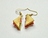 BLT Earrings, Bacon Lettuce & Tomato Sandwich Dangle Earrings, Handcrafted Polymer Clay BLT Sandwich Earrings,Realistic 3D Mini Food Jewelry