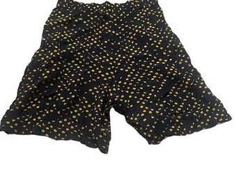 Claude Vintage Small Black Yellow Polka Dot High Rise Flowy Shorts Pockets