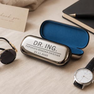 Étui à lunettes en métal personnalisé, cadeau d'étui à lunettes en chrome gravé personnalisé pour lui ou elle