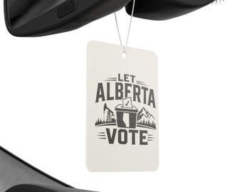 Let Alberta Vote Auto Lufterfrischer | Wahlurne, Berge, Ölbohrinsel