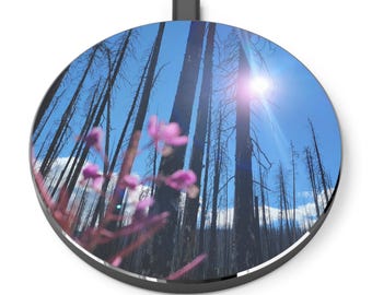Personalized Wireless Charger: Forest Scene Print, 10W Fast Charging (Micro USB Cable)