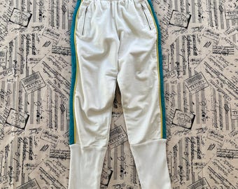 Vintage Yukiko Shimada White Joggers Side Stripe Made in France Minimal Sweatpants Size Small
